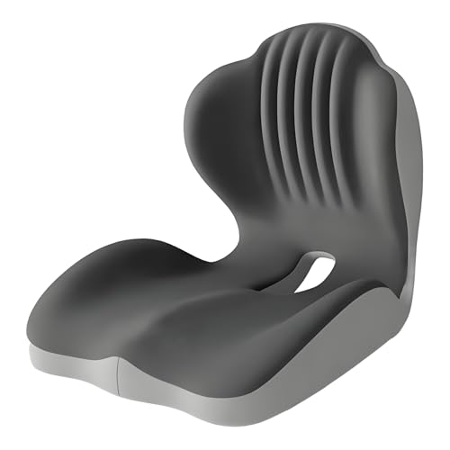 Seashell Memory Foam Seat Cushion -for Office Chair, Truck seat, Car Seat,Desk Chair, Airplane L-Shaped Back Support & Sciatica Relief & Tailbone Coccyx Pain Relief for Long Sitting and Driving(B&G)