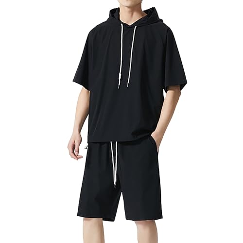 Mens Summer Casual Sportswear Simple Series Short Sleeve Round Neck Top and Shorts Two Piece Set Mens Dress Set