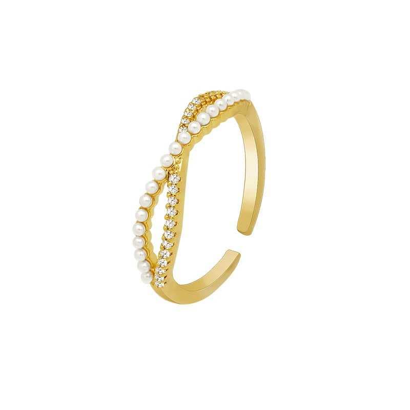 Womens Crisscross Infinity Open Ring With Pearl And Zirconia, Minimalist Festive Rings, Trendy Rings For Women, Open Adjustable Gold Plated Womens Ring, Zirconia And Pearl Embossed Ring(Gold) (B0CLYMKNP8) Amazon Price History, Amazon Price Tracker