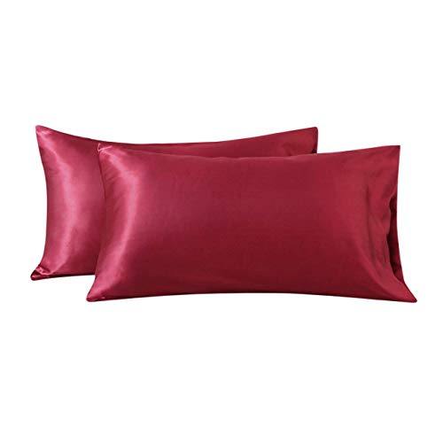 Wubao 100% Mulberry Silk Pillowcase for Hair and Skin with Cotton Underside, Hypoallergenic 19 Momme for Curly Hair with Hidden Zipper, 1 pc, 50 x 100 cm