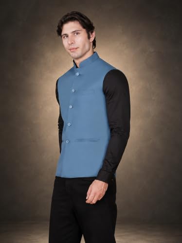 Image of Vastraa Fusion Bandi Modi Koti, Nehru Jacket for Men, Cotton Waistcoat for All Occasion: Diwali, Wedding, Ethnic, Office Party, Formal & casual Look