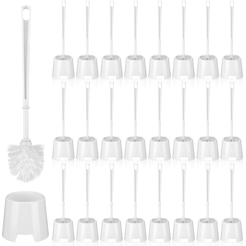 Image of Mimorou 24 Sets Toilet Brushes and Holders Set White Toilet Bowl Brushes for Bathroom Scrub with Plastic Holders for Bathroom Cleaning Accessories