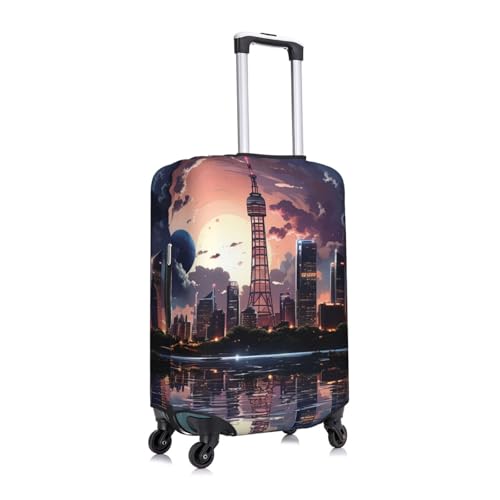 New York Cityscape Night moon beautiful Elastic Travel Luggage Cover Travel Suitcase Cover for Trunk Case 19''-32'' Luggage Protective Cover3