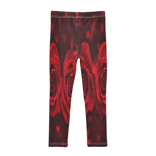Bolaz Toddler Girls Leggings Printed Yoga Pants Leggings Red Rose Heart for Kids2