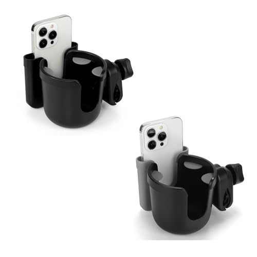 Image of Accmor 2-in-1 Wheelchair Cup Holder, Walker Cup Holder with Phone Holder, Universal Drinks Holder for Stroller, Rollator, Scooter, Walker, Wheelchair Accessory