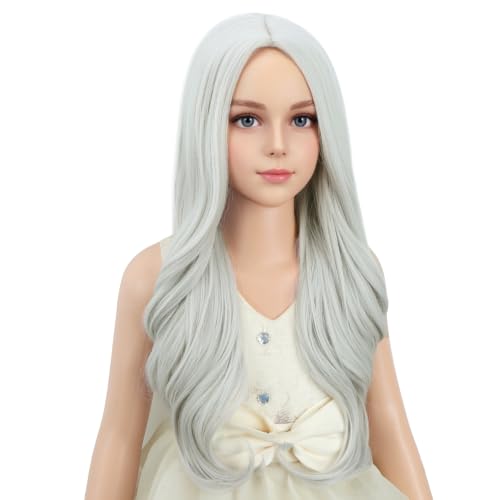 Image of PATTNIUM Silver Gray Wig Long Curly Wavy Gray Wigs Women Middle Part Synthetic Wigs