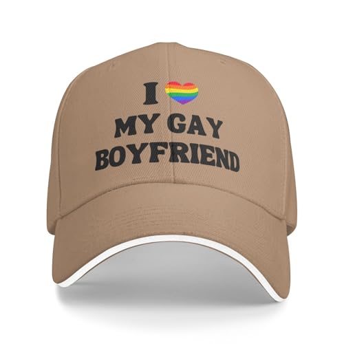I Love My Gay Boyfriend Hat I Heart My Gay Boyfriend LGBT Baseball Cap Black Trucker Hat