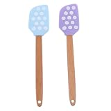 CONGARTENO 2 Piezas Espátula De Silicona Raspador Para Alisar Pasteles Crema De Mantequilla Espátula Para Crema Raspador De Torta Raspador De Cocina Espátula Para Mezclar Crema De Madera