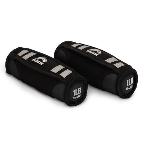 Image of RBX 2lb Walking Weights Pair (1lb Each), Soft Hand Weights with Reflective Safety Straps, Ergonomic Grip & Breathable Fabric, Add Resistance to Walking, Jogging & Aerobics