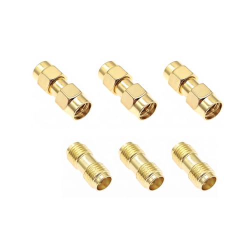 JZK 6X Adaptador coaxial SMA, Chapado en Oro, Conector RF SMA Macho a Macho, Conector Hembra a Hembra, Adaptador coaxial para Cable extensión Wi-Fi, Antena y Radio