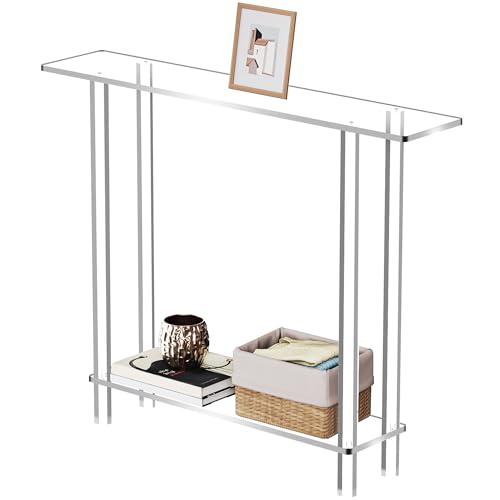 solaround Mesa Consola, Mueble Recibidor Entrada, Acrilico Metacrilato Cristal, Estrecho Transparente, 100 x 20 x 80 cm