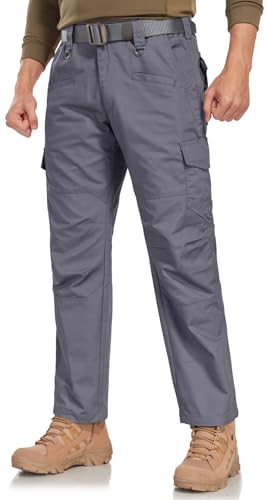SPOSULEI Cargohose Herren Leichte Outdoor Wanderhose Arbeitshosen Männer Ripstop Taktische Hose Sommer mit Multi Taschen Dunkelgrau 34Wx34L