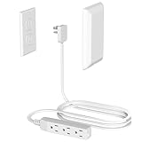 Flat Plug Power Strip Wall Outlet, 3 AC Outlets, Ultra Thin Extension Cord, Multi Socket Extender for Home Office, Dorm Room Essentials for Girls and Boys (White 5ft)