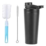 KBIBCK Shaker per proteine, 750 ml, in acciaio inox, isolante, shaker per proteine e acqua, senza rumore, senza BPA, per frullati proteici, shaker per scuotere proteine, shaker per scuotere da