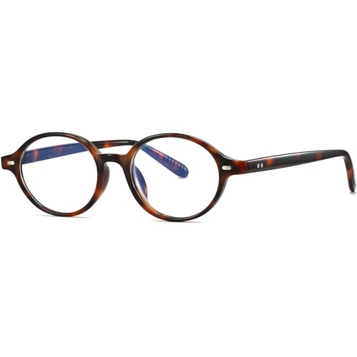 Image of AIEYEZO Retro Round Blue Light Glasses for Men Women Fashion 90s Vintage Trendy Oval Round Frame Nerd Glasses