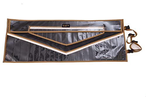 38 Pocket Wrench Organizer & Roll Up Pouch Tool Bag Handmade Waterproof Pvc Laminated Ballistic Polyester Canvas For Craftsman Gear Drive Users Ready Portable Storage Round Easy Grip | Black #TOP3