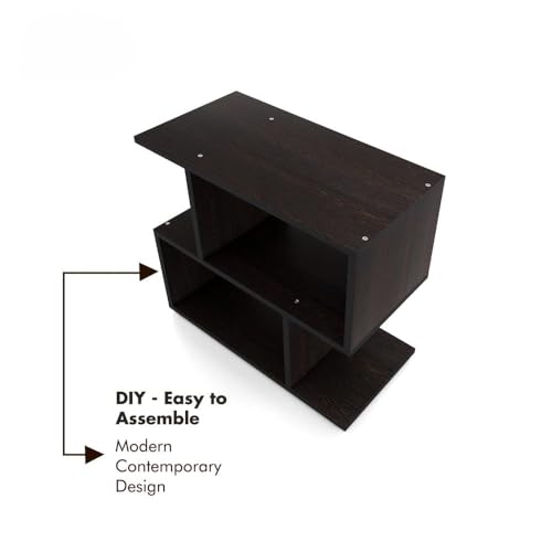 Image of Firebees Modern Bedside Table for Bedroom with Open Storage | Nightstand & Side Tables for Bedroom | End Table, Small Space Coffee Table and Corner Table for Living Room Decor | Dark brown 48x20x43 cm