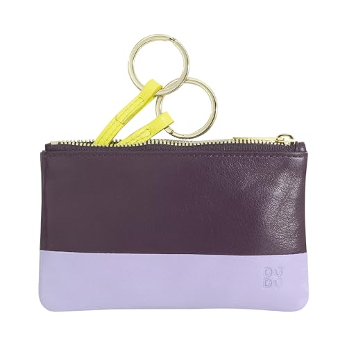 Trousse porte-clés en cuir coloré homme femme avec zip deep purple