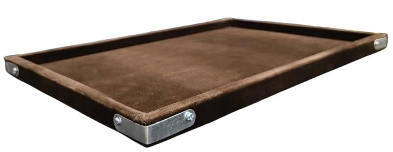 Image of Velvet Jewellery Display & Beading Tray | 12 x 9 Inch Organizer Tray for Necklaces, Bracelets, Cosmetics & Craft Storage | Soft Velvet Finish, Durable & Multipurpose (Pack of 1) (Brown)