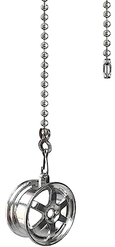 Image of 12 inch Ceiling Fan Pull Chain Wheel Charm Pendant Ceiling Fan Danglers Fan Pulls Chain Extender with Ball Chain Connector for Ceiling Fan Light Decoration(Silver)