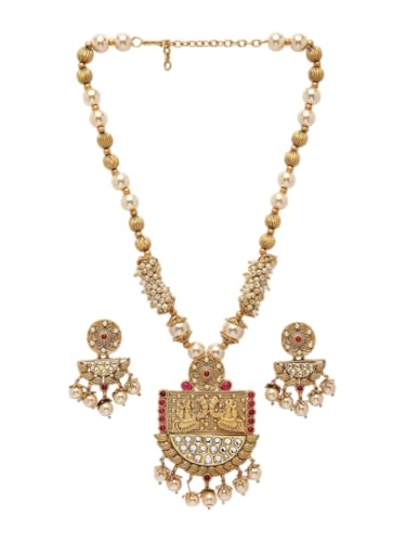 Juego de joyas de perlas y tachuelas Kundan para lucir radiante en bodas y grandes galas