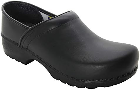 BJORK Swedish Comfort Men's Professional Leather Clogs (EU-45, Black Smooth)