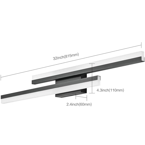 Image of PRESDE 32 Inch LED Vanity Light Black Bathroom Light Fixtures Over Mirror Modern Bath Lighting Bar 5CCT
