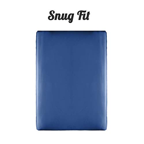 Image of Pro Goleem Satin Pack n Play Playard Sheet Great for Baby Hair Soft Silk Feeling 27x39 Inch Fitted Portable Mini Crib Sheet Playard Mattress Cover for Girls Navy Blue