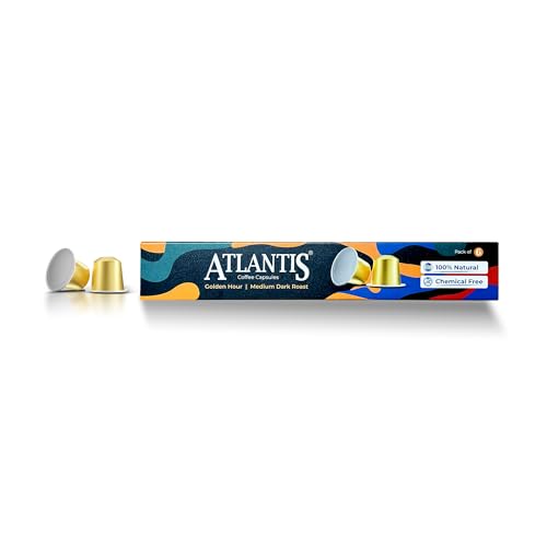 Image of Atlantis Golden Hour Coffee Capsules | Profile Roasted | No Artificial Flavours | Medium Dark Roast | Intensity 9 | Cafe-Style Precision | Pack of 6 Capsules