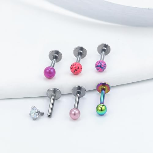 Vsnnsns 16G Tragus Helix Conch Piercing Jewelry For Women Stainless Steel Flat Back Forward Helix Tragus Conch Cartilage Lobe Earrings Studs Piercing Jewelry For Women Men Silver 6MM 16 Gauge by Vsnnsns - Image 3