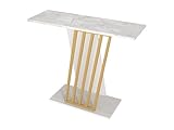 Table console Panneau de particule, Panneau et dérivés de bois Blanc, Doré
