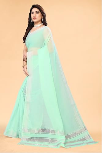 Image of Sidhidata Women's Kota Doria Cotton Manipuri Saree With Unstitched Blouse Piece (Rasbharii Free Size)