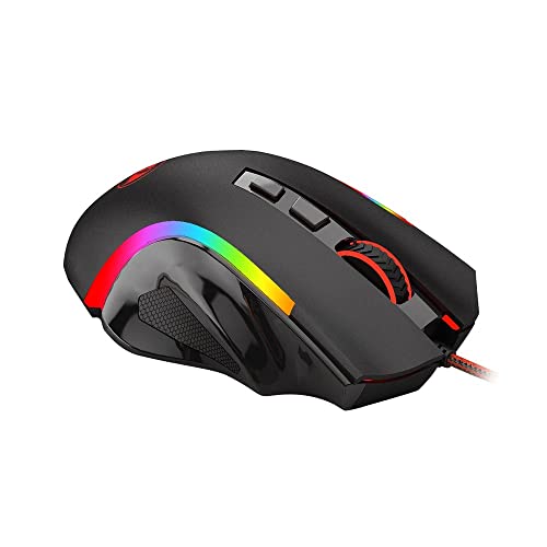 Image of Redragon Griffin M607 Wired USB Gaming Mouse with 7 Programmable Buttons / 7200 DPI /RGB Lighting for Windows /Mac PC & Pisces P016 Large Waterproof 33 cm x 25.90 cm x 0.25 cm Gaming Mousepad