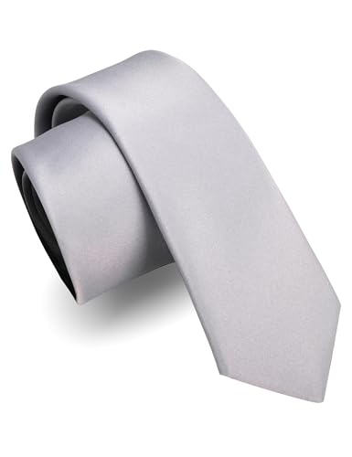 JEMYGINS Corbata estrecha para hombre, color liso 6 cm, gris claro, M