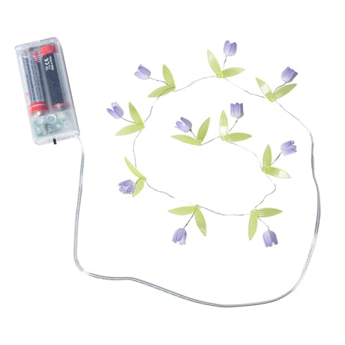 Ideen mit Herz LED-Drahtlichterkette | Blümchen | Blüten-Lichterkette | Frühling | Sommer | 10 LEDs | warmweiß | 75 cm lang | batteriebetrieben | inkl. Timer-Funktion (Lila)