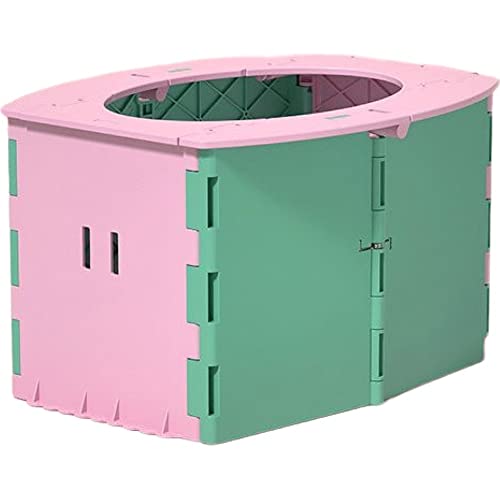 Plus Nao(プラスナオ) 折りたたみ式おまる 携帯トイレ ポータブルトイレ トイレトレーニング 簡易トイレ 子供用 子ども用 折り畳み コンパ - グリーン×ピンク