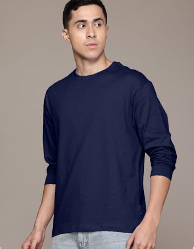 Image of Veirdo Pure Cotton Round Neck Regular Fit Solid Full Sleeve T-Shirt for Men & Boys (Available in Black, Cork, Green, Maroon, Navy, Swanwhite & White Color)