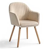 WOLTU 1x Silla de Comedor Nordica Estilo Vintage, Estructura de Madera Silla de Escritorio Crema