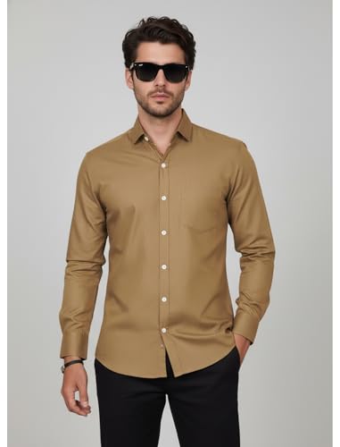 Image of Diverse Men's Solid Formal Shirt | Premium Poly Cotton Full Sleeve Regular Fit Shirt for Men | Stylish Office, Business & Casual
