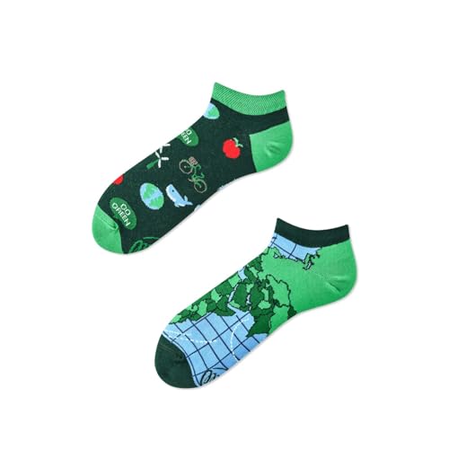 Chaussettes de sport asymétriques Many Mornings Save the Planet Vertes