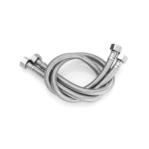 Heable Pair of Flexible Pipes for Bathroom/Kitchen/Toilet Taps British Standard Pipe 1/2" x 1/2" BSP Fitting 400mm Long