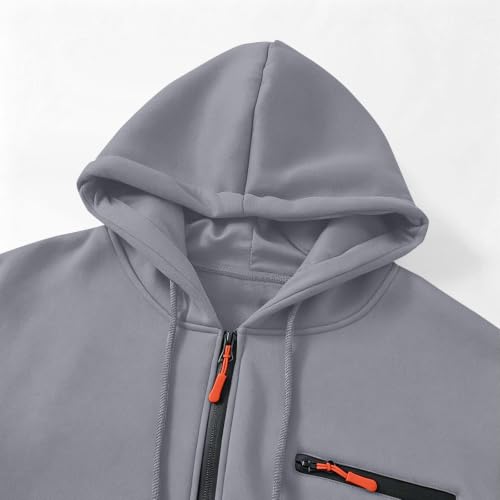 fartey Mens Zip up Hoodies Drawstring Long Sleeve Sweatshirt with Pockets - image 5