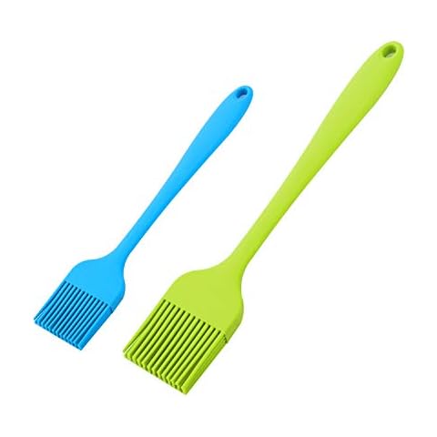 Pastry Brush, McoMce 2 Pack Basting Brush, One-Piece Seamless Design Cooking Brush, Basting Brush for Cooking, Food Grad Silicone Basting Brush, Green Food Brush, Blue Kitchen Brushes for Food Cover