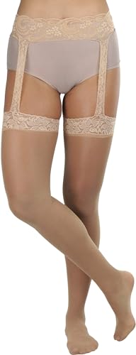 Image of ToBeInStyle Women's Attached Garter Belt Suspender Nylon Stocking Pantyhose
