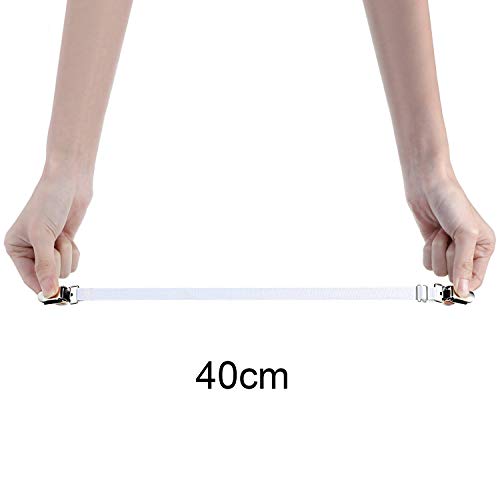 Boao 12 Pieces Bed Sheet Clips Straps Sheet Corner Straps Holder Mattress Clips, Adjustable Elastic Bed Sheet Grippers Straps Suspender Fasteners Holder (White) #TOP4
