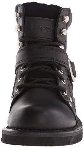 Ad Tec Women's 6 in Lace Up Heels Side Zipper Grain Leather Motorcycle Boots, Black - Soft Toe, Belt Buckle Closer, Oil Resistant Outsole2