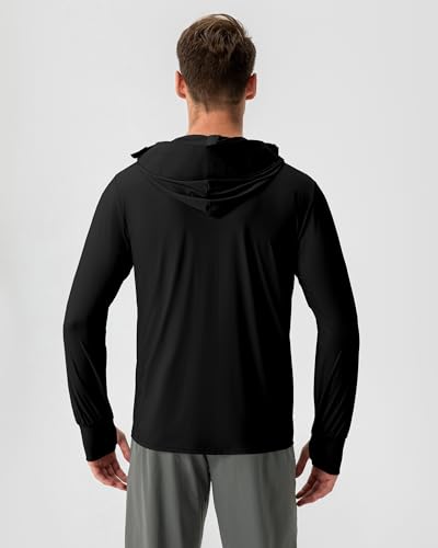 Locachy Men's UPF 50+ Sun Protection Jacket Hooded Lightweight Full Zip Long Sleeve Cooling Hiking Fishing Performance Shirts2