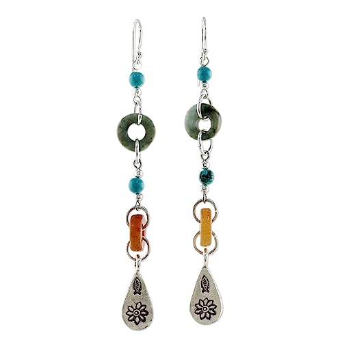 NOVICA-Artisan-Handcrafted-Jade-Earrings-Silver-Dangle-Turquoise-Dangle-Earrings-Sterling-Silver-Sterling-Silver-Beaded-Earrings-Fine-Sterling-Silver-Earrings-Multi-Gem-Earrings-For-Women