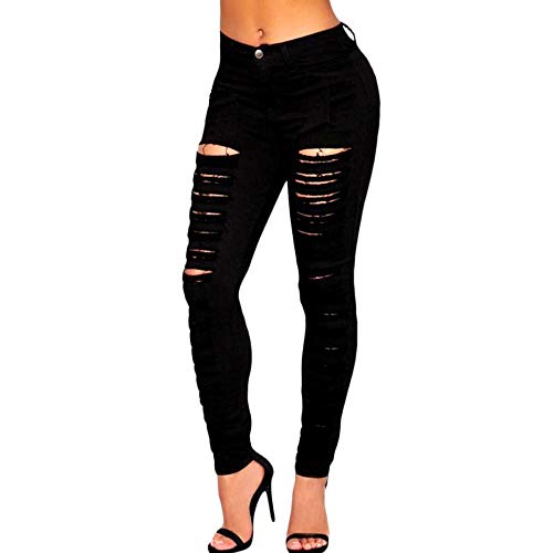 Jack David/Pasion/U.W.D Womens Distressed Denim Jeans Ripped Blue Skinny Destroy Stretch Jean Pants