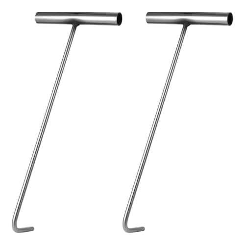 Crochets T en acier inoxydable argenté lot de 2 pour couvercle d'égout